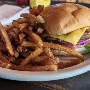Single cheeseburger with fries. ( would eat again)