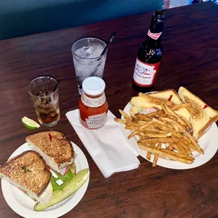 Smoked Turkey sandwich and the Club sandwich with fries