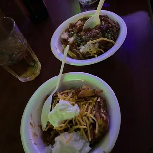 Vegetarian chili and Thai curry chili + jalapeño cornbread waffle w guest chef Jason G. (Best vegetarian chili ever)