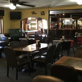 Chairs are cushioned and comfortable too!  Nice for staying a while and playing Keno!!