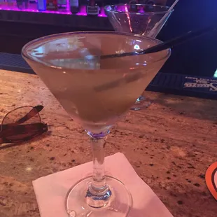 Dirty martini... Look how it&apos;s filled to the rim. Good bartenders!!