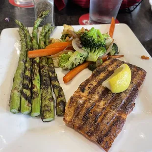 Grilled Salmon, asparagus, and grilled mixed veggies. 2/21/22