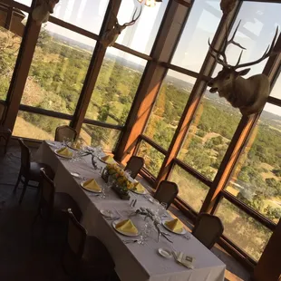 The trophy room was set up for a special event.