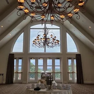 Event buffet setup in the ballroom