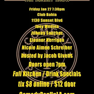 Join is every other Friday! Joey Medina will be in the house on the 27th!