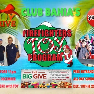 Bring in a New/ unwrapped toy to Bahia and entrance is FREEEEEE!  Friday's &amp; Sunday's