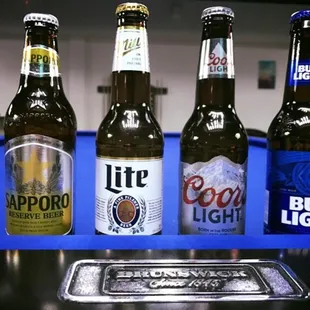 a row of beer bottles