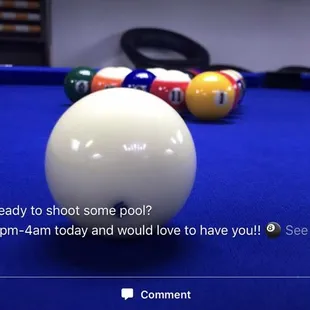 a pool ball on a pool table
