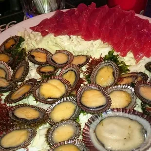 Ahi sashimi and Opihi