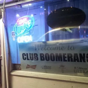 the entrance to the club boomerang