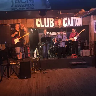 a band playing on stage