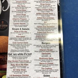 a menu for a burger restaurant