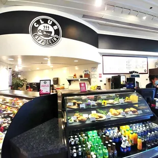 the inside of a deli