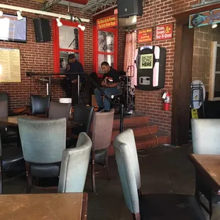 a band playing in a bar