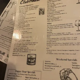 The menu. The happy hour is limited but they have solid Maple Old Fashions if you like them