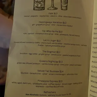 cocktail menu