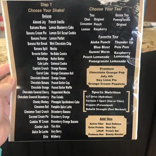 Club Instinct Nutrition menu
