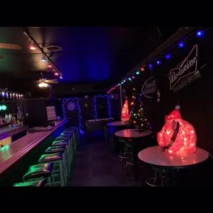 a bar with neon lights