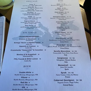 Drink menu