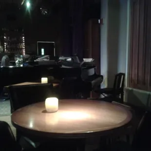 A table and a view of the piano