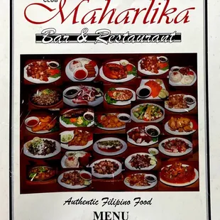 the menu for the restaurant