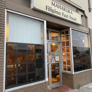 the entrance to the restaurant