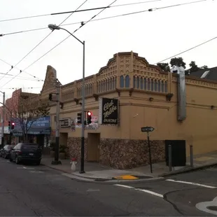 the corner of a city street