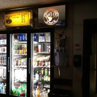 Ice cold beer, can or bottle.  12, 16, and 24 oz available for sale