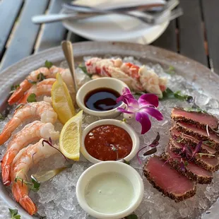 Shrimp, King Crab, and Ahi Tuna. (Appetizer)