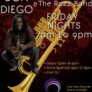 Don Diego every FRIDAY NIGHT 7pm to 9pm
