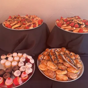 Pastries and cupcakes.