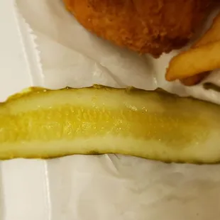 a pickle and french fries