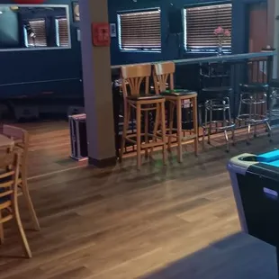 a pool table in a bar