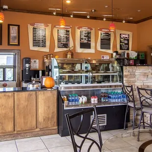 the interior of a cafe