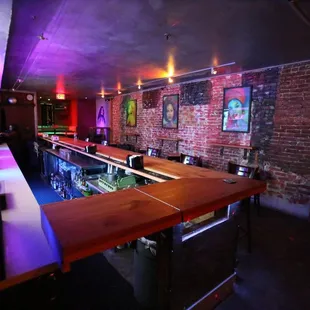 a bar with neon lights