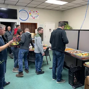 Catering from Club Venetian 3 meats and pasta.