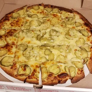 Their famous &quot;pickle pizza&quot;, a 10/10 recommendation.