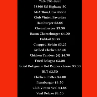 Their menu and prices, these all appear to still be accurate prices!