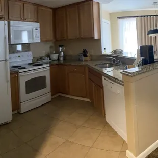Large counter space with a view of the tv