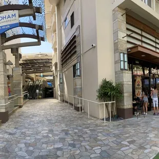 View from outside - acai and a swimsuit shop down here