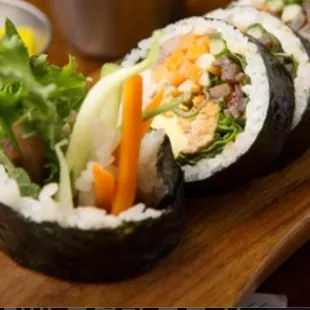 a close up of a sushi roll