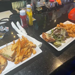 Grilled cheese and a burger