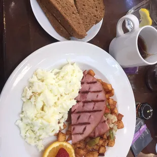 Great for breakfast! This is the 2 eggs w/ choice of meat, toast and coffee/tea at $12.75. (Order off menu not Buffet)