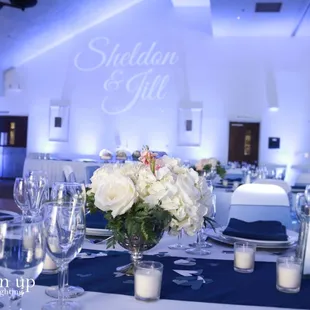 Beautiful wedding at Clubhouse at Woodcreek Roseville with Soft Blue Uplighting | Brighten Up Event Lighting