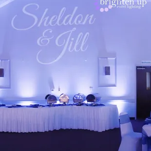 Beautiful wedding at Clubhouse at Woodcreek Roseville with Soft Blue Uplighting | Brighten Up Event Lighting