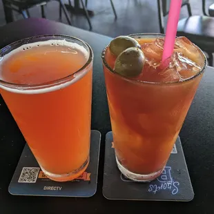 Red Beer (Bud) for $4 &amp; Bloody Mary for $7.