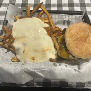 Clubhouse Burger and Chili Cheese Fries
