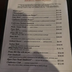 Clubhouse menu