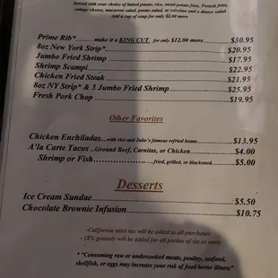 Clubhouse menu