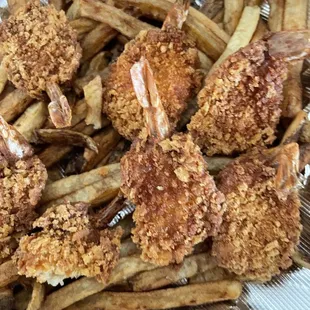 Over fried Shrimp and Fries